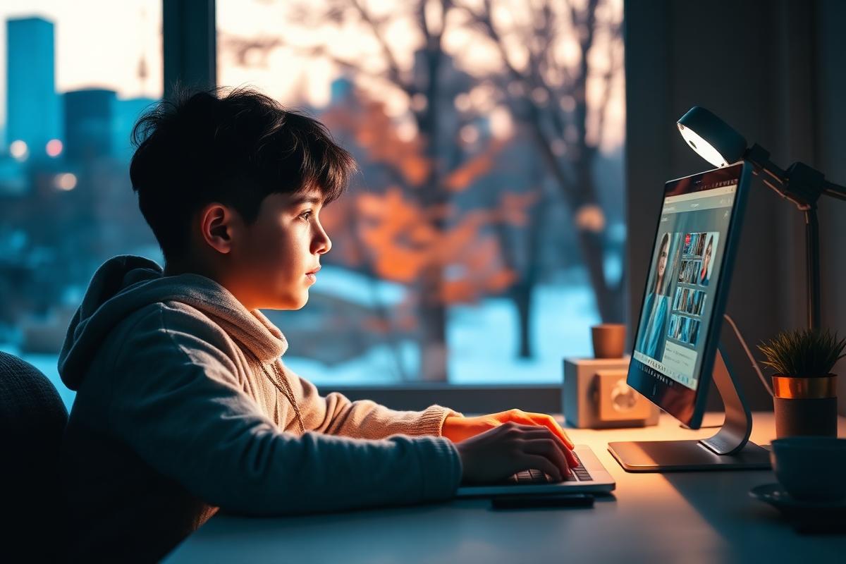 Student in Canada in an online tutoring session