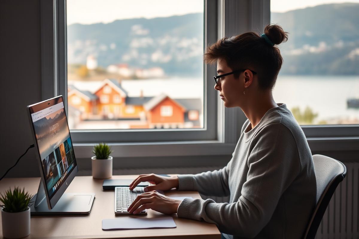 Student in Norway in an online class